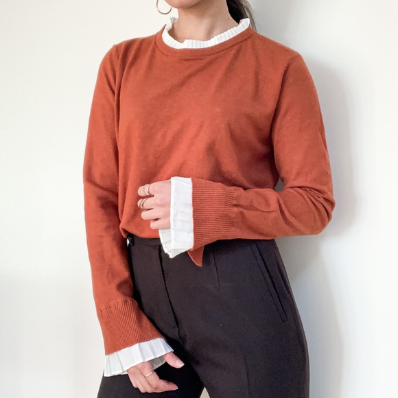 burnt orange ruffle sleeves - Picture 2 of 9